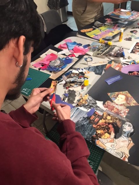 estudiando recortando para hacer un collage